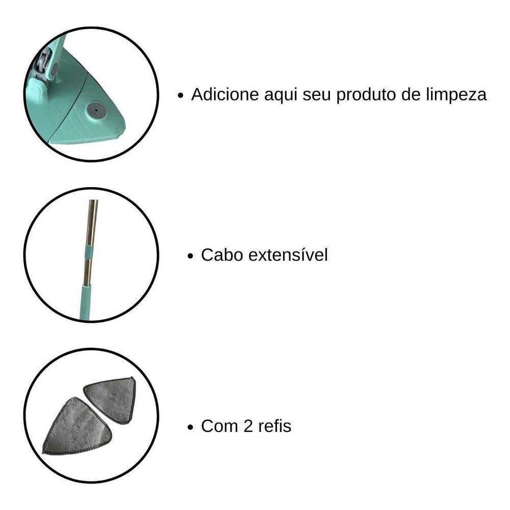 Rodo Mop Triangular Giratório Com 2 Refis Limpeza Completa - 3