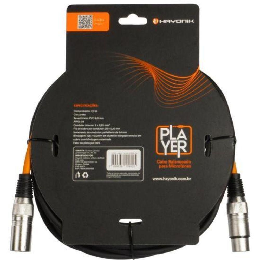 Cabo Para Microfone Player Xlr(f) X Xlr(m) 7m Preto Hayonik [f003] - 3