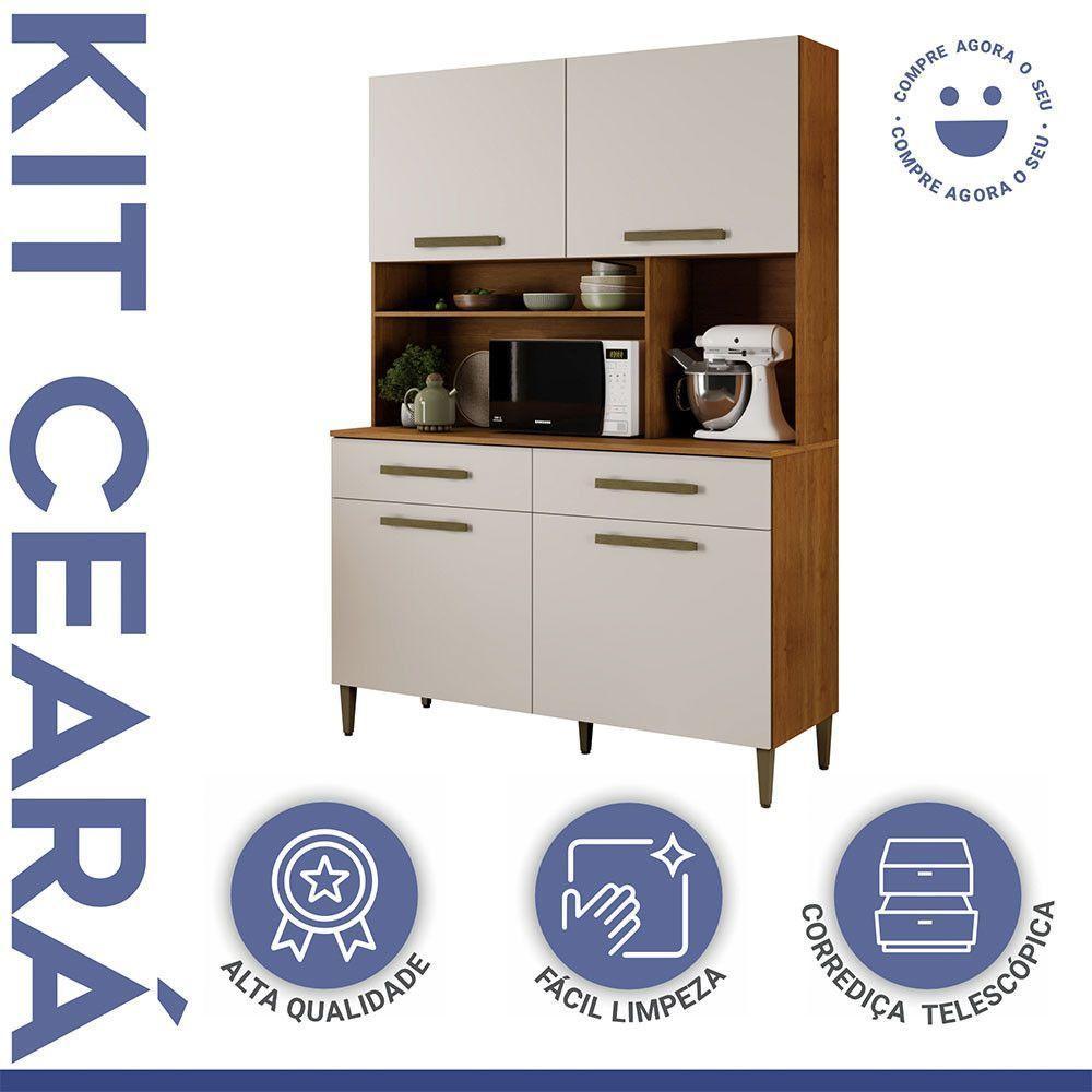Armário Ceará 4 Portas 2 Gavetas Em Mdp Kaiki Móveis Naturalle Com Off White - 2