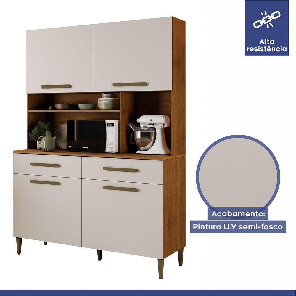 Armário Ceará 4 Portas 2 Gavetas Em Mdp Kaiki Móveis Naturalle Com Off White - 3