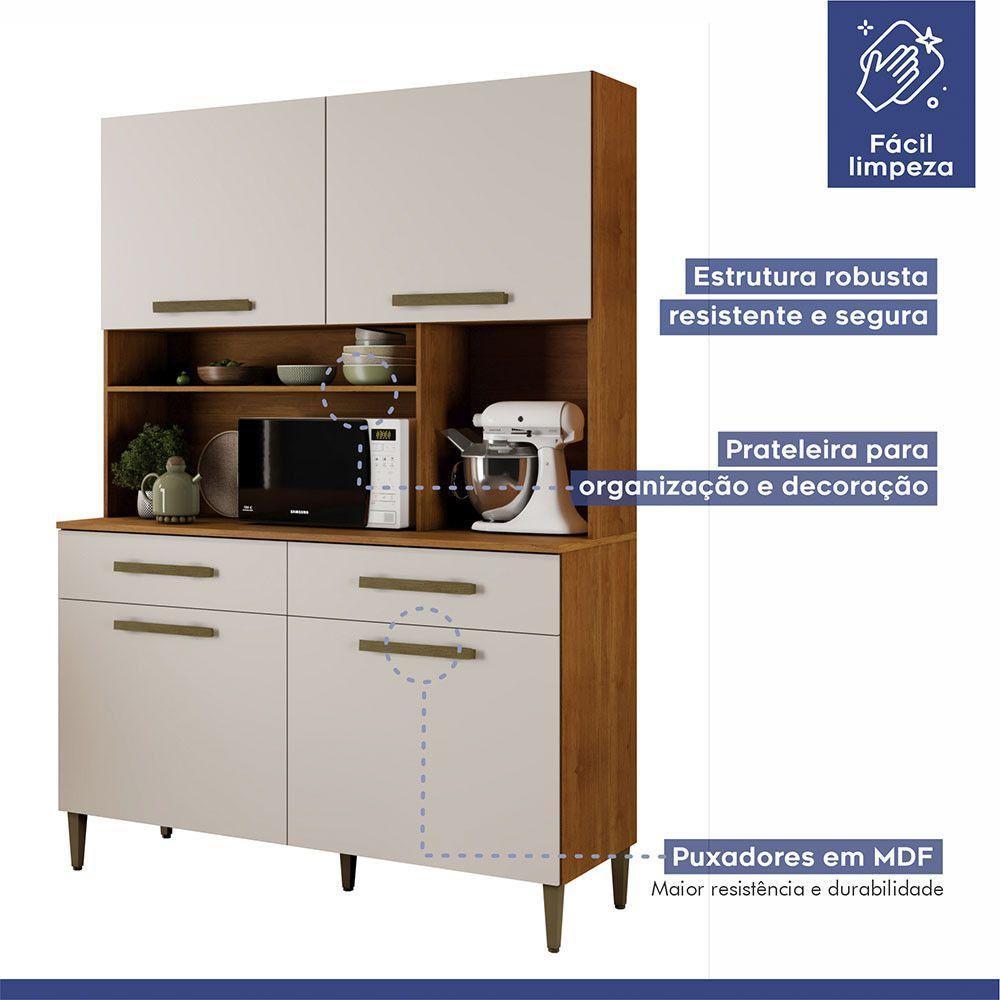 Armário Ceará 4 Portas 2 Gavetas Em Mdp Kaiki Móveis Naturalle Com Off White - 4
