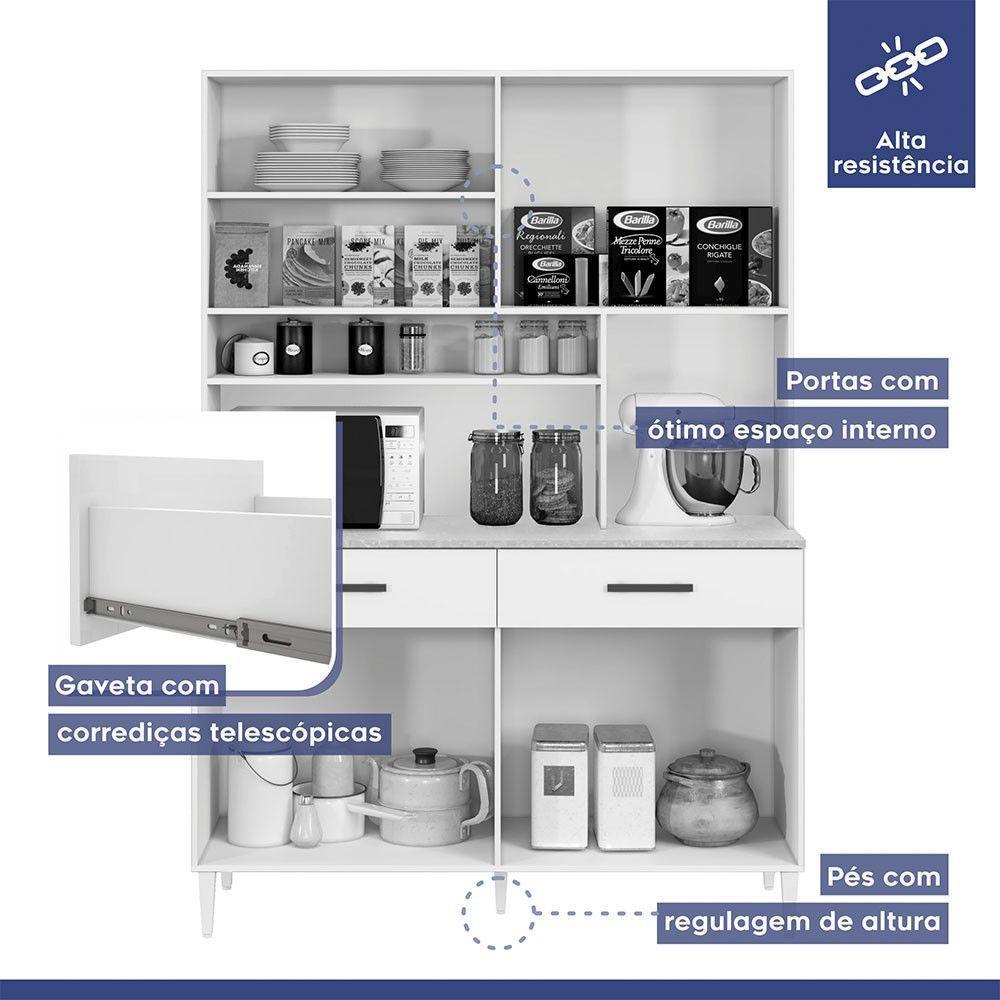 Armário Ceará 4 Portas 2 Gavetas Em Mdp Kaiki Móveis Naturalle Com Off White - 5