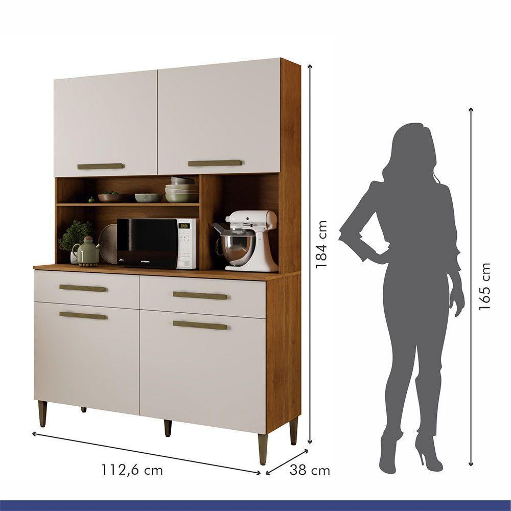 Armário Ceará 4 Portas 2 Gavetas Em Mdp Kaiki Móveis Naturalle Com Off White - 6