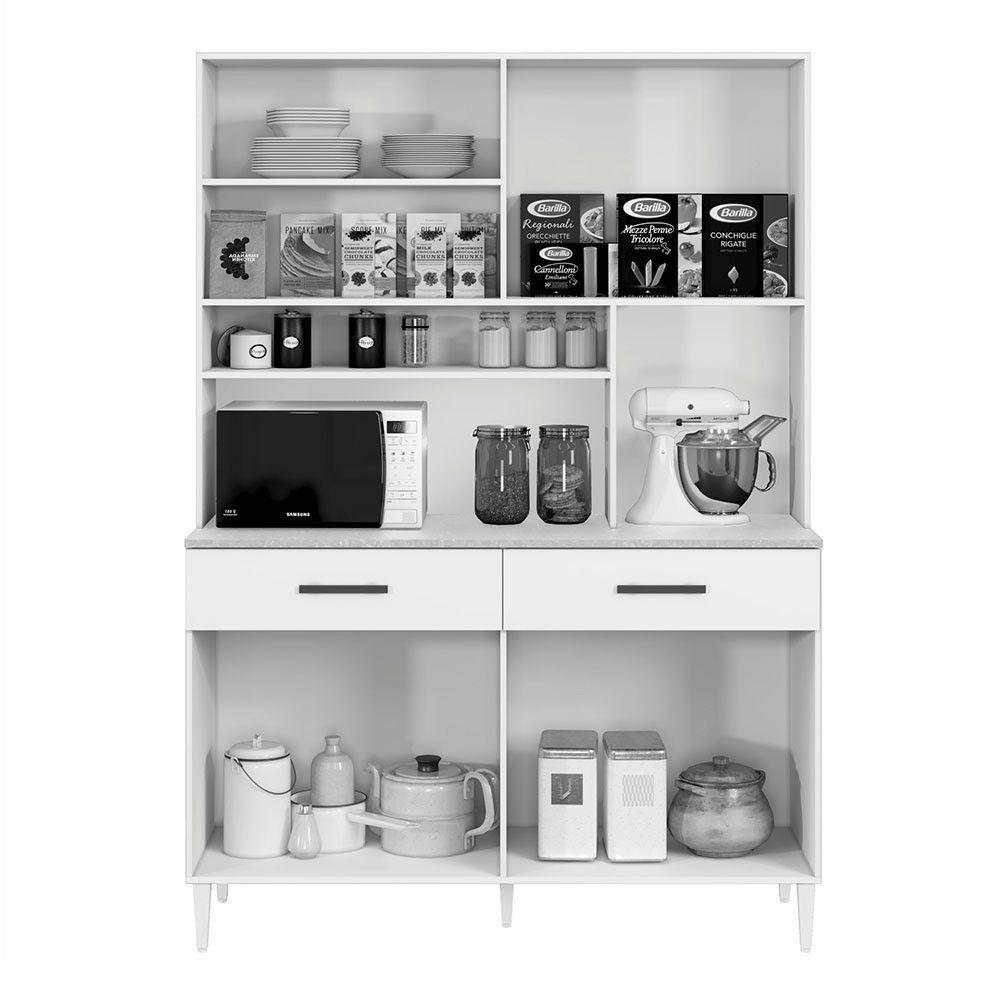 Armário Ceará 4 Portas 2 Gavetas Em Mdp Kaiki Móveis Naturalle Com Off White - 9