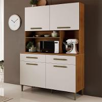 Armário Ceará 4 Portas 2 Gavetas Em Mdp Kaiki Móveis Naturalle Com Off White - 1