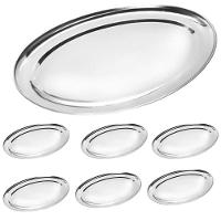 Kit 6 Bandeja Travessa Oval Rasa Inox Filé Fritas Peixe 39cm - 1