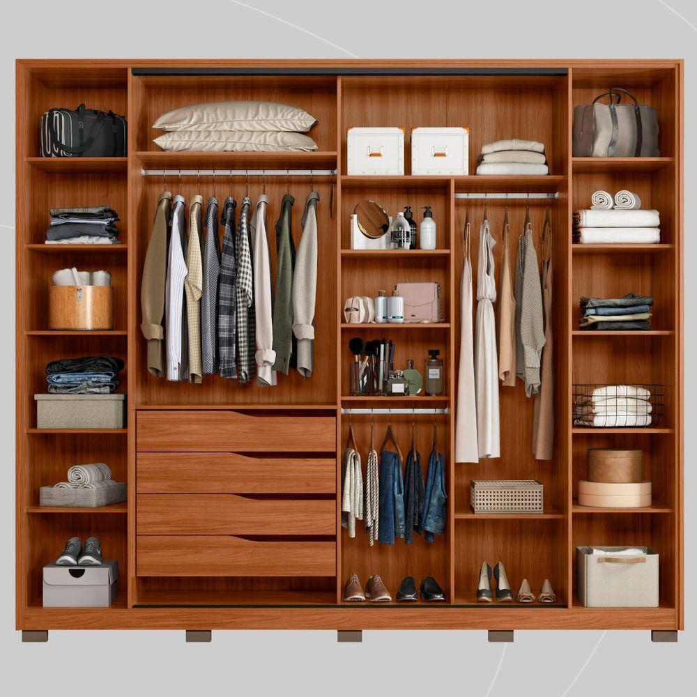 Guarda Roupa Casal 4 Portas 2 Portas em Reflecta com Pés Amendola Touch/Nude Prime Tx Demartêz - 4