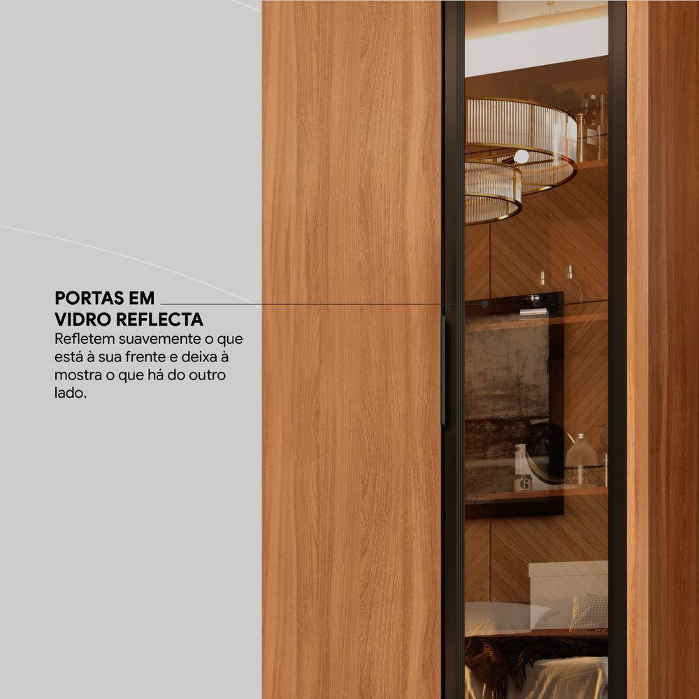 Guarda Roupa Casal 4 Portas 2 Portas em Reflecta com Pés Amendola Touch/Nude Prime Tx Demartêz - 7