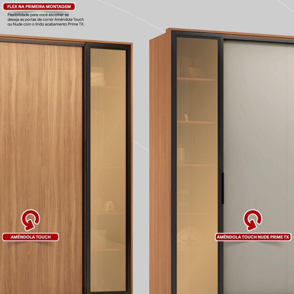 Guarda Roupa Casal 4 Portas 2 Portas em Reflecta com Pés Amendola Touch/Nude Prime Tx Demartêz - 10