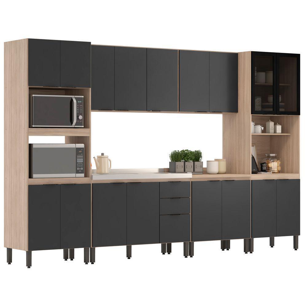 Cozinha Modular Com 6 Peças Sem Tampo Firenze Composição Fmt006 Avena Touch/grafito - Demóbile - 2