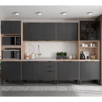 Cozinha Modular Com 6 Peças Sem Tampo Firenze Composição Fmt006 Avena Touch/grafito - Demóbile - 1