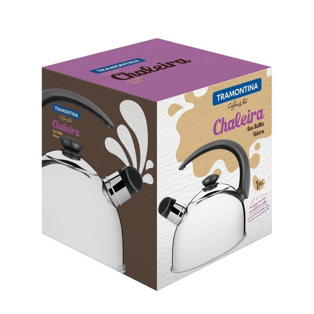 Chaleira Tramontina Com Apito 2,1 Litros Em Aço Inox Cabo Preto - 3