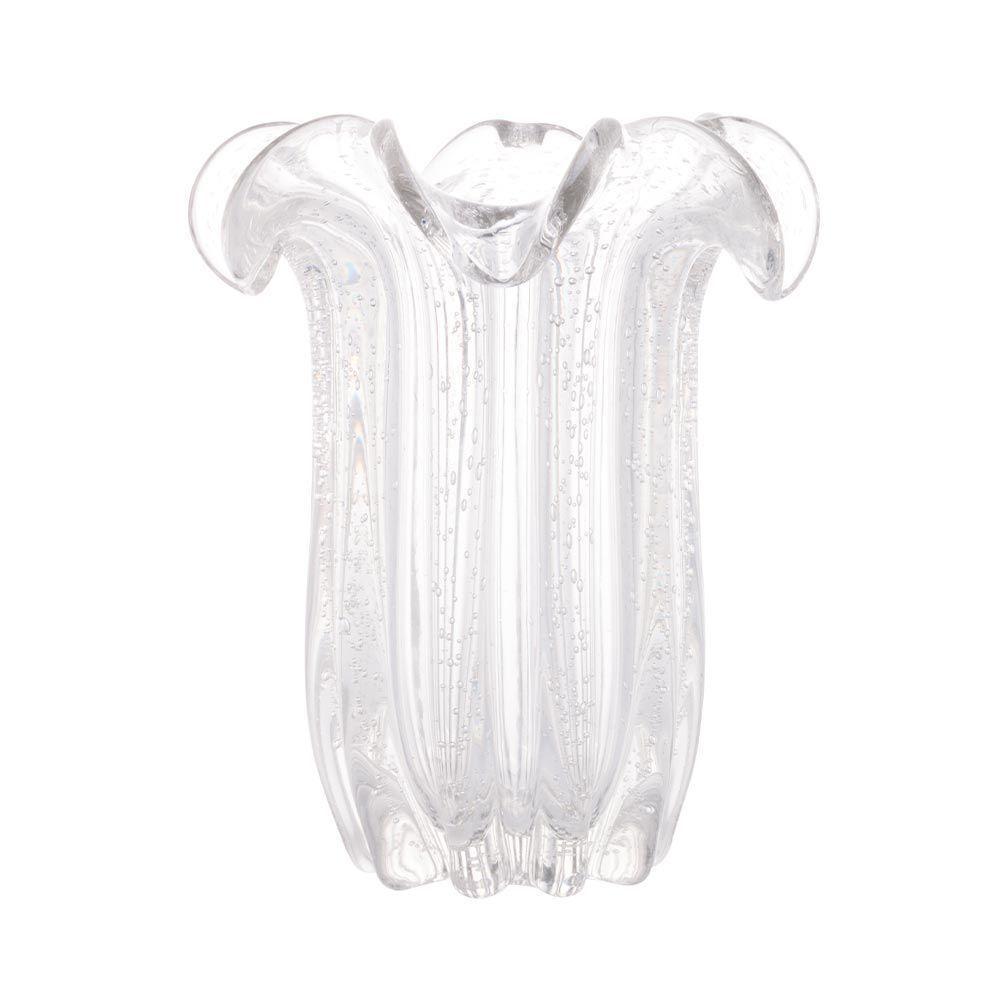 Vaso Murano Vidro Italy Flat Transparente 19x24cm Wolff - 1