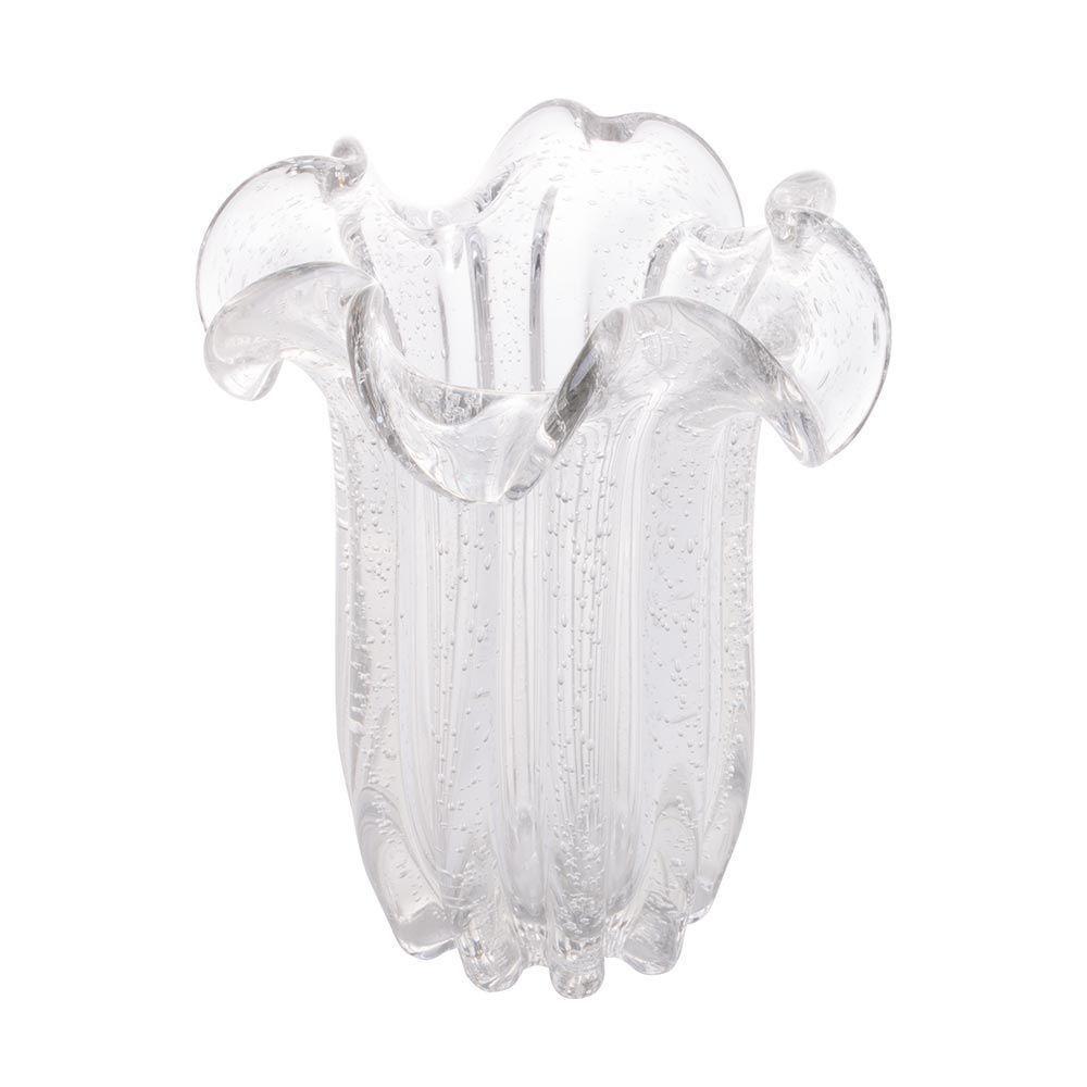 Vaso Murano Vidro Italy Flat Transparente 19x24cm Wolff - 3