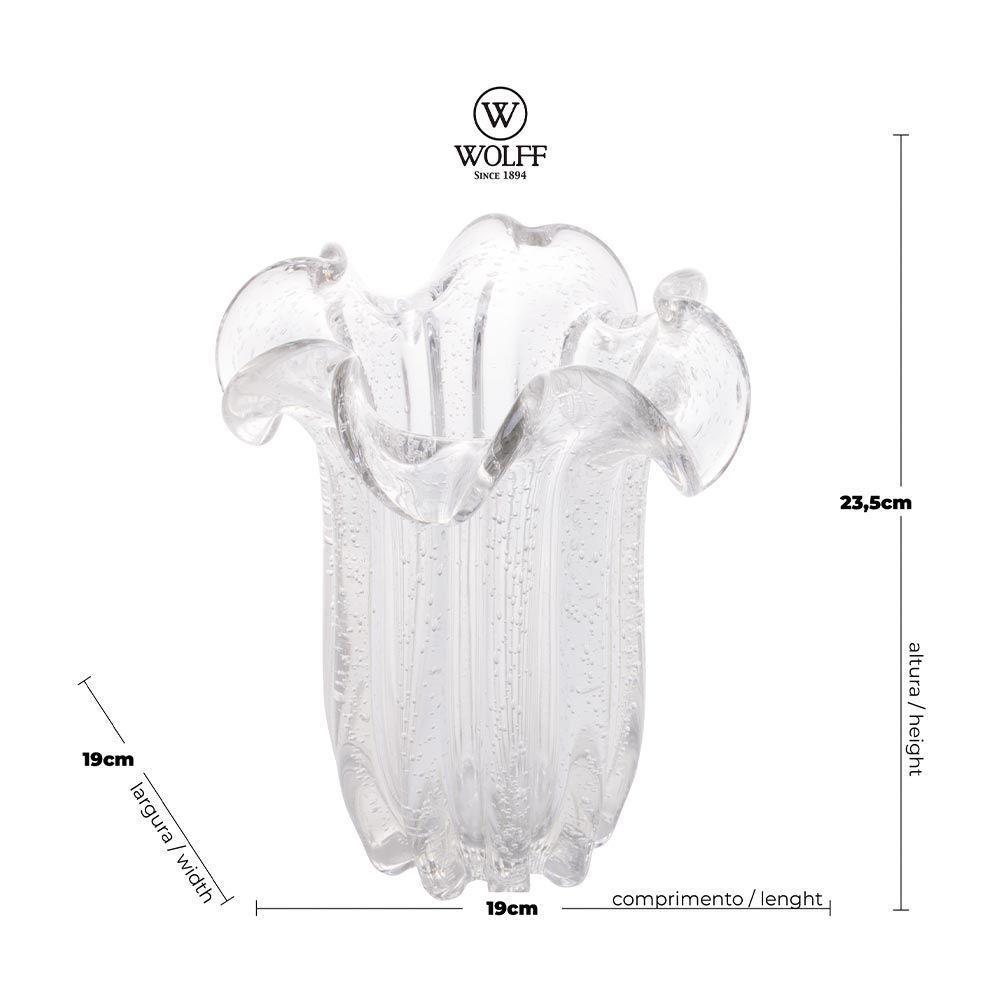 Vaso Murano Vidro Italy Flat Transparente 19x24cm Wolff - 5
