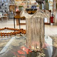 Vaso Murano Vidro Italy Flat Transparente 19x24cm Wolff - 6