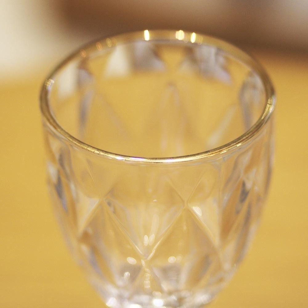 Taça De Vidro Com Borda Dourada Diamond Cor Transparente água 300ml Class Home - 8