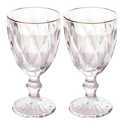 Jogo 2 Taças De Vidro Com Borda Dourada Diamond Cor Transparente água 300ml Class Home