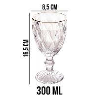 Jogo 2 Taças De Vidro Com Borda Dourada Diamond Cor Transparente água 300ml Class Home - 6