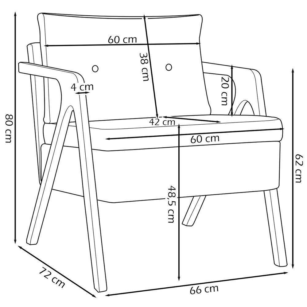 Poltrona Linho Moderna Laura Corino Com Linho Pé Castanho - Off White, Linho - 7