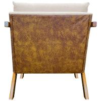 Poltrona Linho Moderna Laura Corino Com Linho Pé Castanho - Off White, Linho - 6