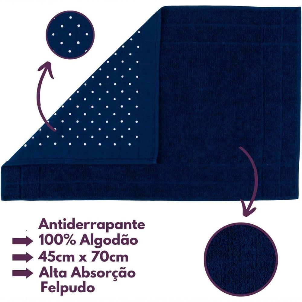Jogo De Toalhas 6 Pçs - Banho Rosto Piso Montreal 100% Algodão Azul Marinho - 3