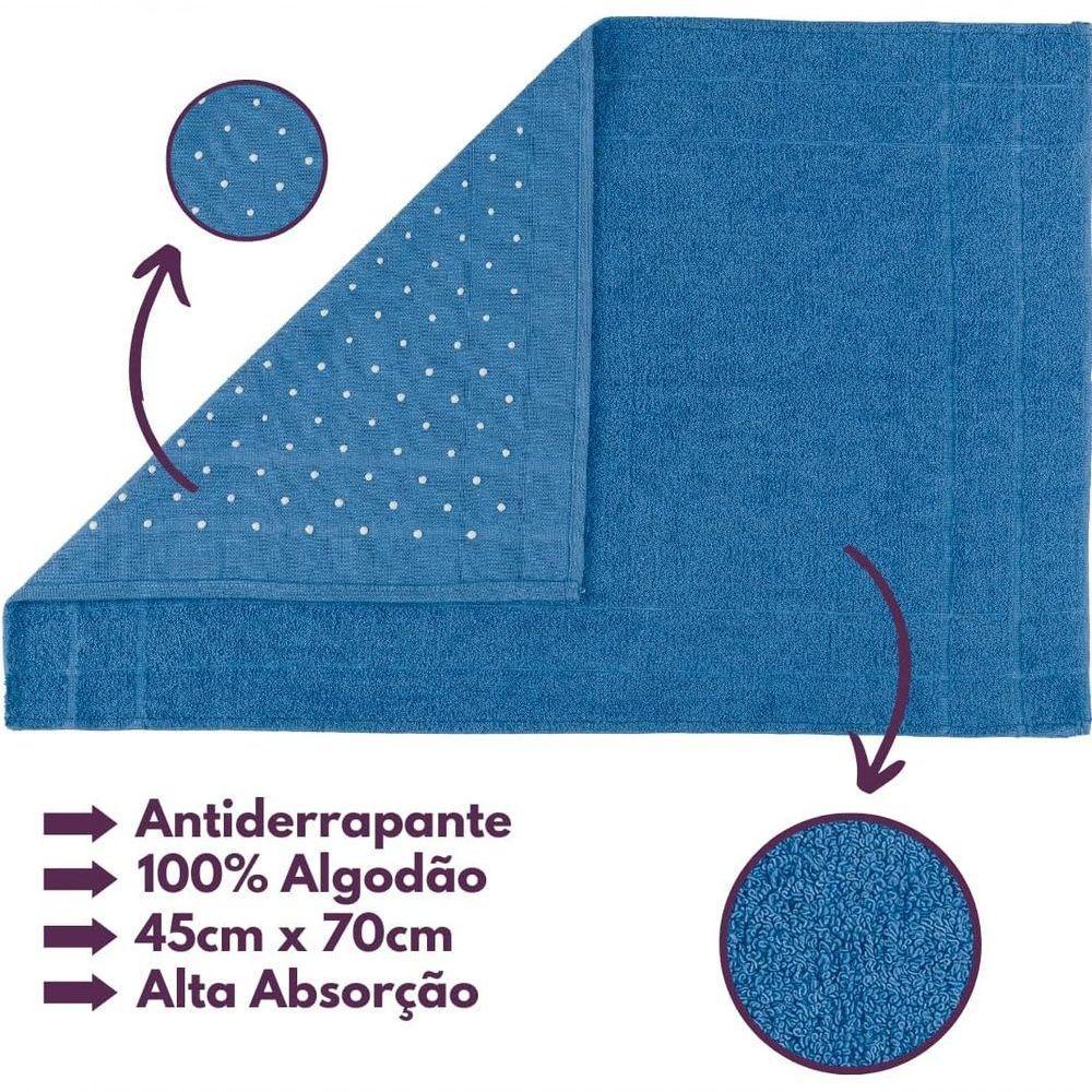 Jogo De Toalhas Luxury Soft Beka Banho + Rosto + 1 Piso Luxo Azul - 4