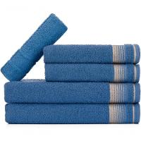 Jogo De Toalhas Luxury Soft Beka Banho + Rosto + 1 Piso Luxo Azul - 1