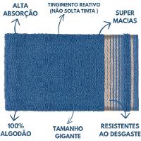 Jogo De Toalhas Luxury Soft Beka Banho + Rosto + 1 Piso Luxo Azul - 5
