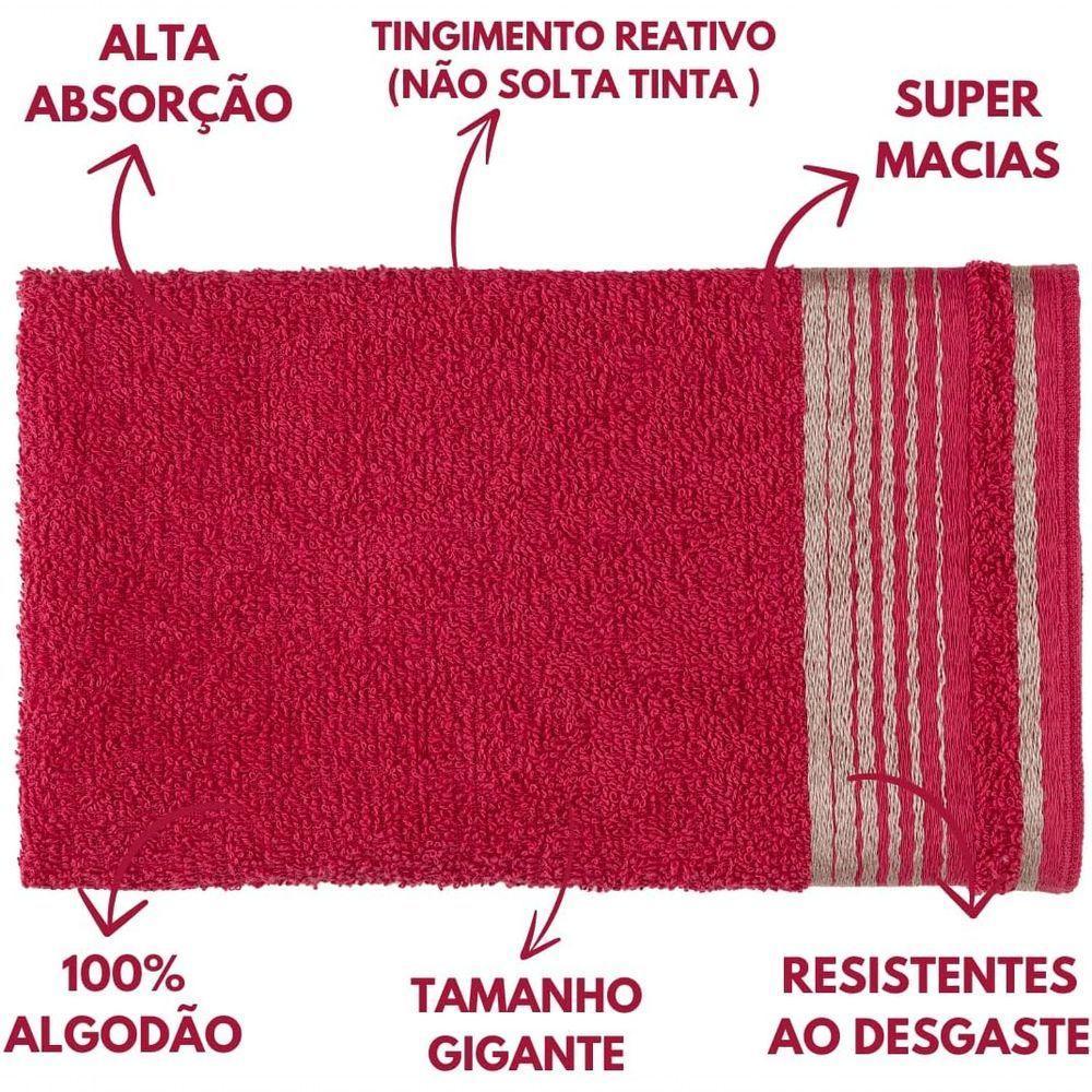 Jogo De Toalhas Luxury Soft Beka Banho + Rosto + 1 Piso Luxo Cereja - 4