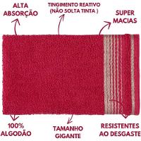 Jogo De Toalhas Luxury Soft Beka Banho + Rosto + 1 Piso Luxo Cereja