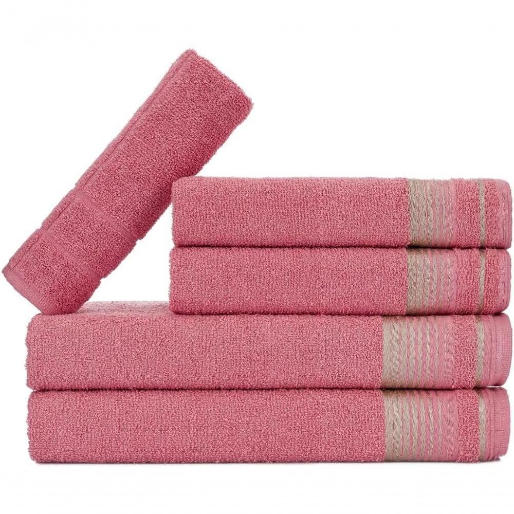Jogo De Toalhas Luxury Soft Beka Banho + Rosto + 1 Piso Luxo Rosê - 1