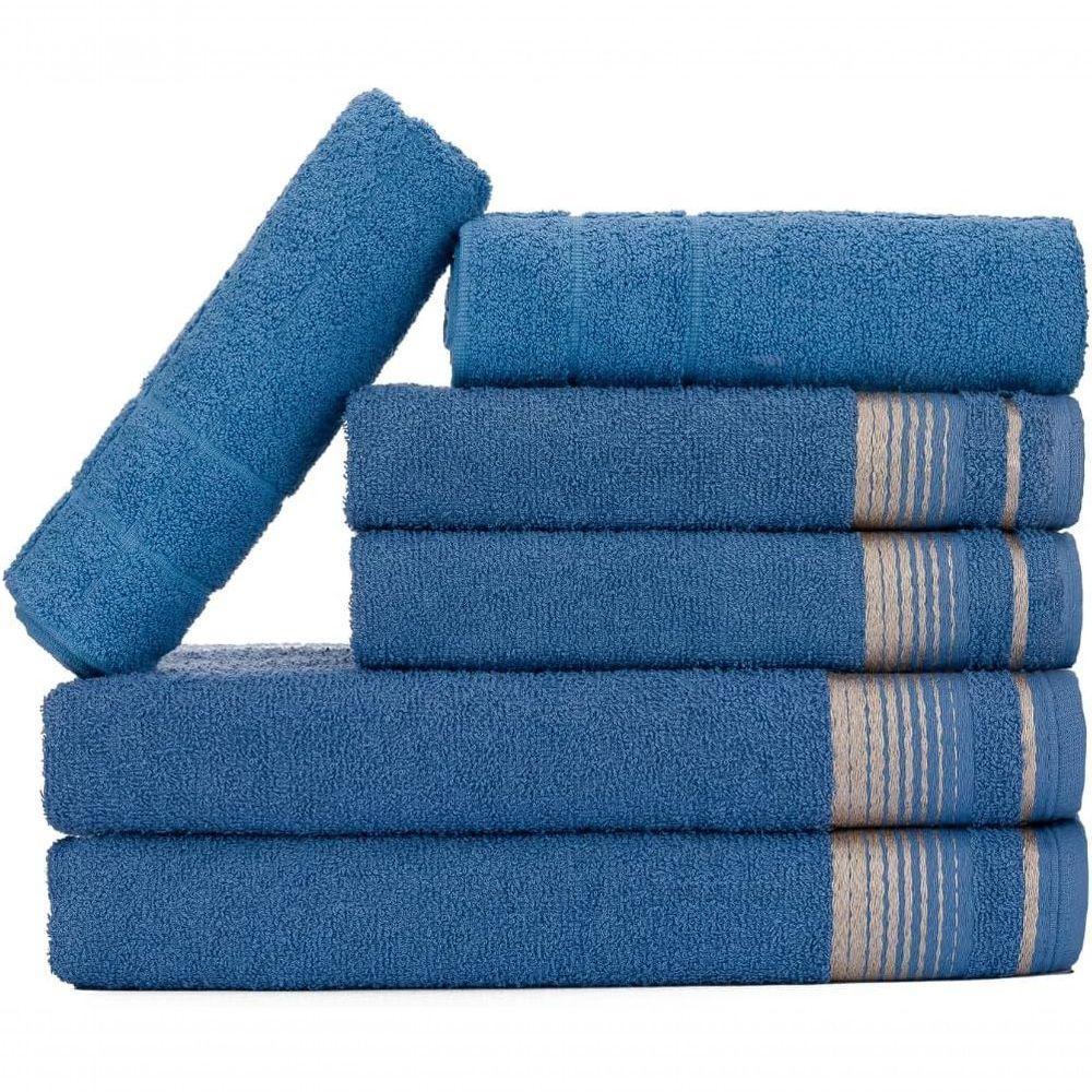 Jogo De Toalhas Luxury Soft Beka Banho + Rosto + Piso Luxo Azul - 1