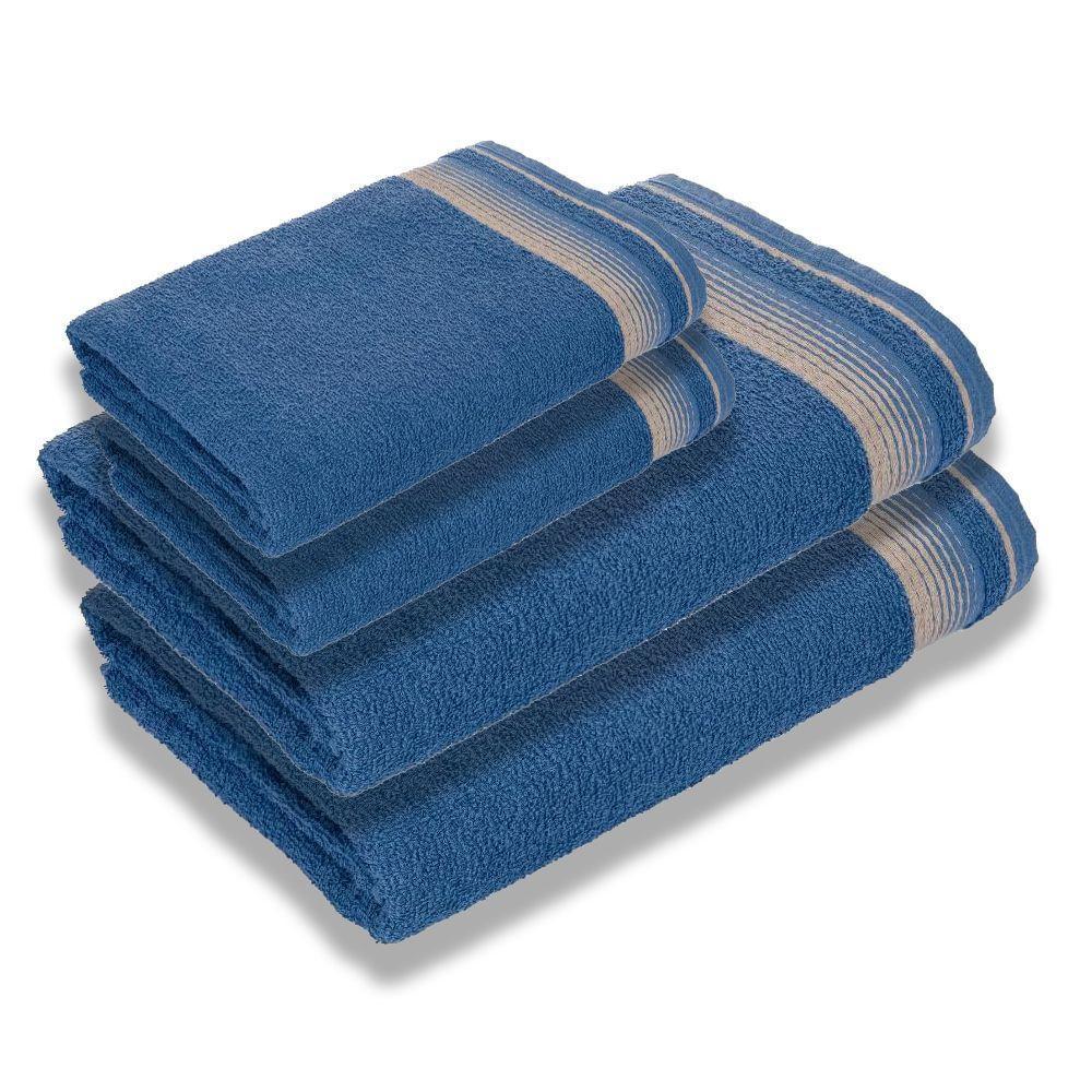 Jogo Com 4 Toalhas Luxury Soft Beka Banho + Rosto Luxo Azul - 1