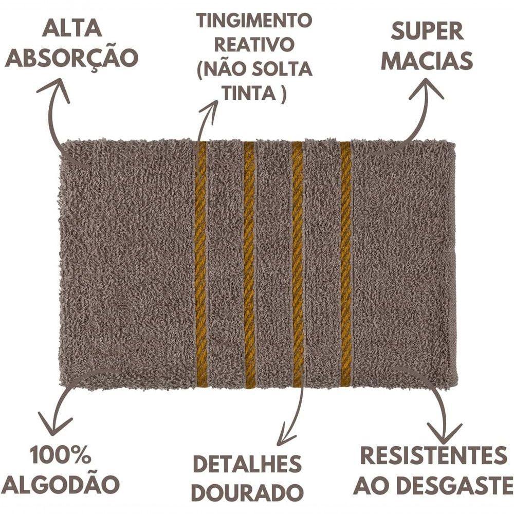 Jogo De Toalha Montreal Banhão + Rosto + Tapete Piso Luxuoso 100% Algodão Cinza - 5