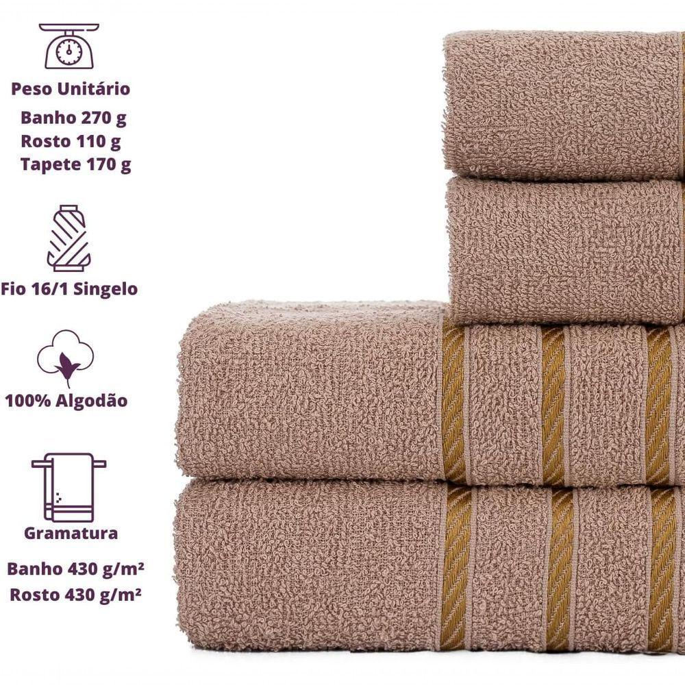 Jogo De Toalha Montreal Banho + Rosto Dourado 100% Algodão Alta Absorção Bege - 3