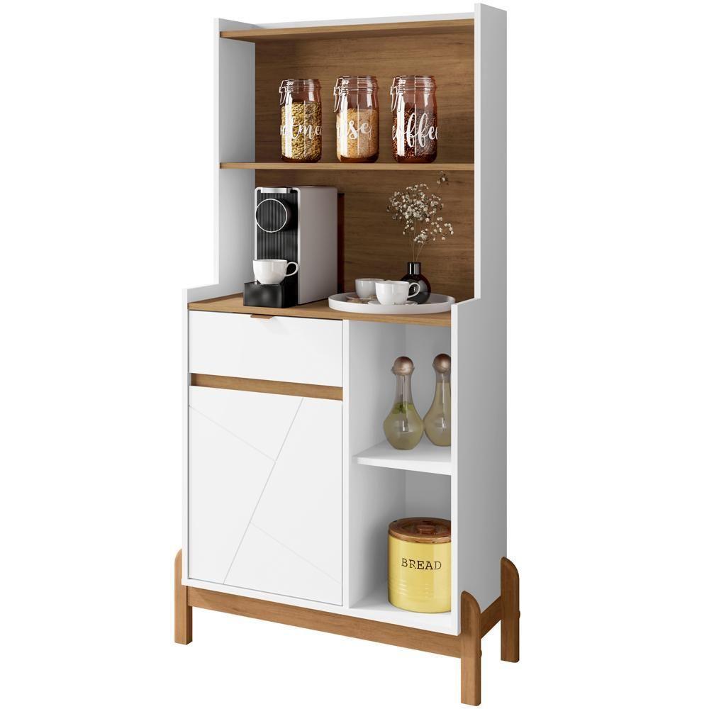 Aparador Cantinho Cafe 50527 1 Porta 81cm Branco Cedro Dcasa Branco Cedro - 1