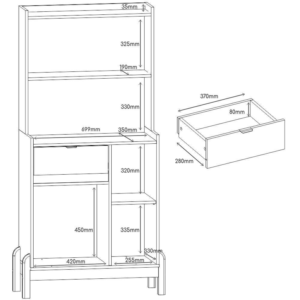 Aparador Cantinho Cafe 50527 1 Porta 81cm Branco Cedro Dcasa Branco Cedro - 7