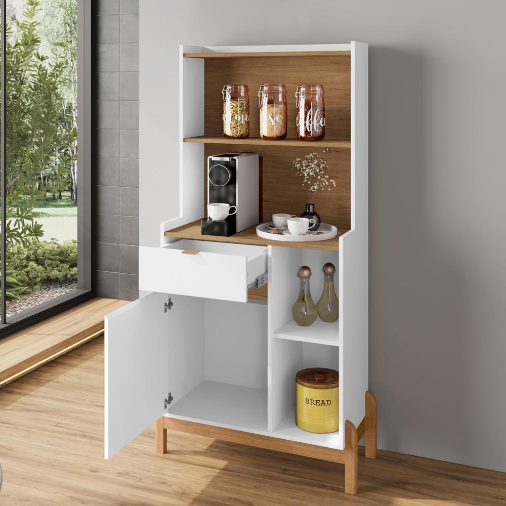 Aparador Cantinho Cafe 50527 1 Porta 81cm Branco Cedro Dcasa Branco Cedro - 9