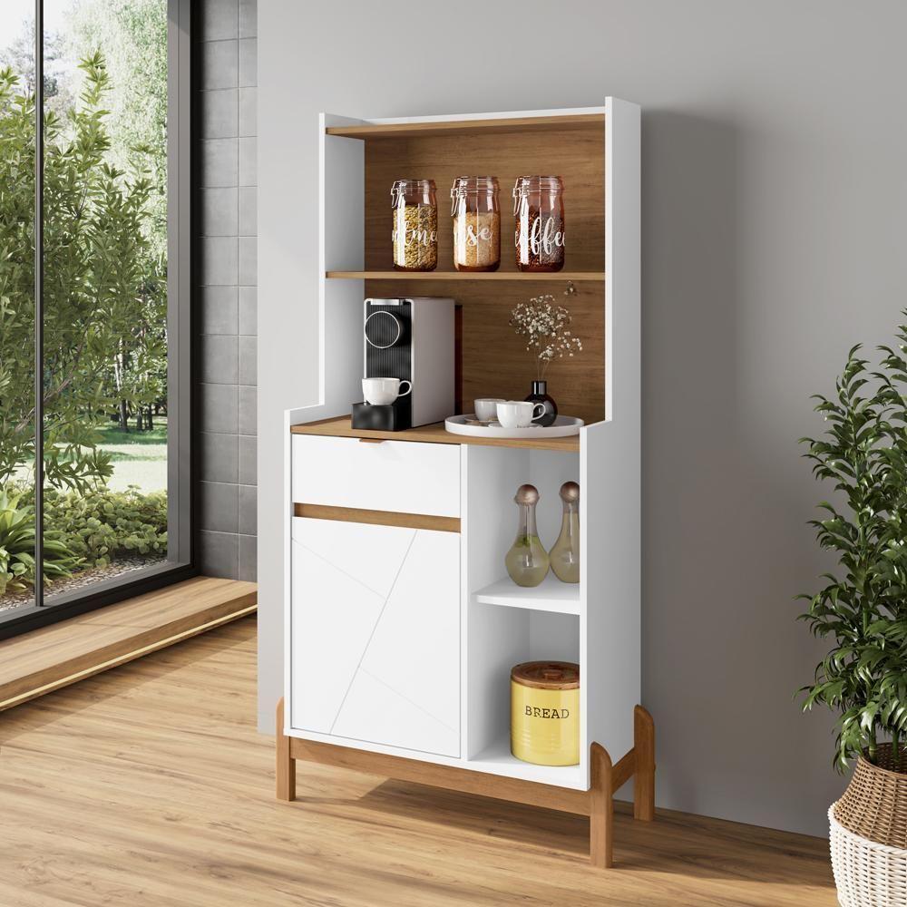 Aparador Cantinho Cafe 50527 1 Porta 81cm Branco Cedro Dcasa Branco Cedro - 10