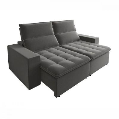 Sofá Retrátil Reclinável 3050 Bahamas Veludo Cinza Mamflex Cinza