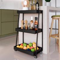 Carrinho Organizador Multiuso 03 Prateleiras P1032 Preto Pp Milani Store Preto - 2