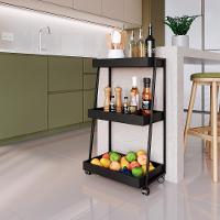 Carrinho Organizador Multiuso 03 Prateleiras P1032 Preto Pp Milani Store Preto - 9