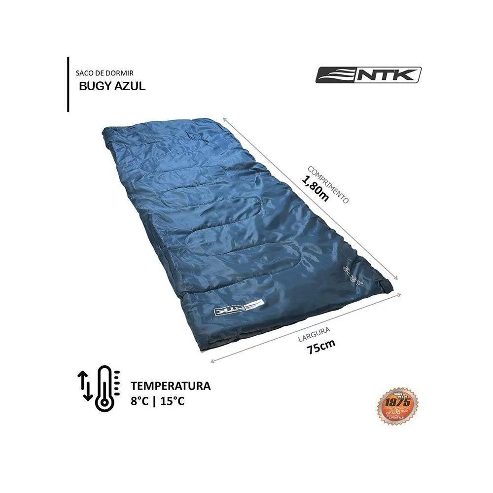 Saco Dormir Bugy Solteiro Camping Nkt 8°c E 15°c Preto Azul - 3