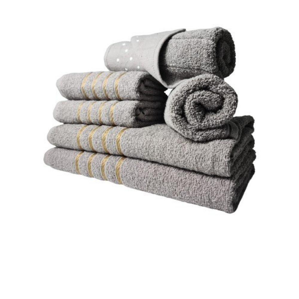 Jogo De Toalhas 2 Banho 2 Rosto 2 Piso - 6 Pçs Montreal 100% Algodão - Cinza - 3