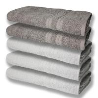 5 Toalhas Super Felpudas Grande E Grossa Algodão 80x150 Itália Soft Beka - Branco/cinza - 1