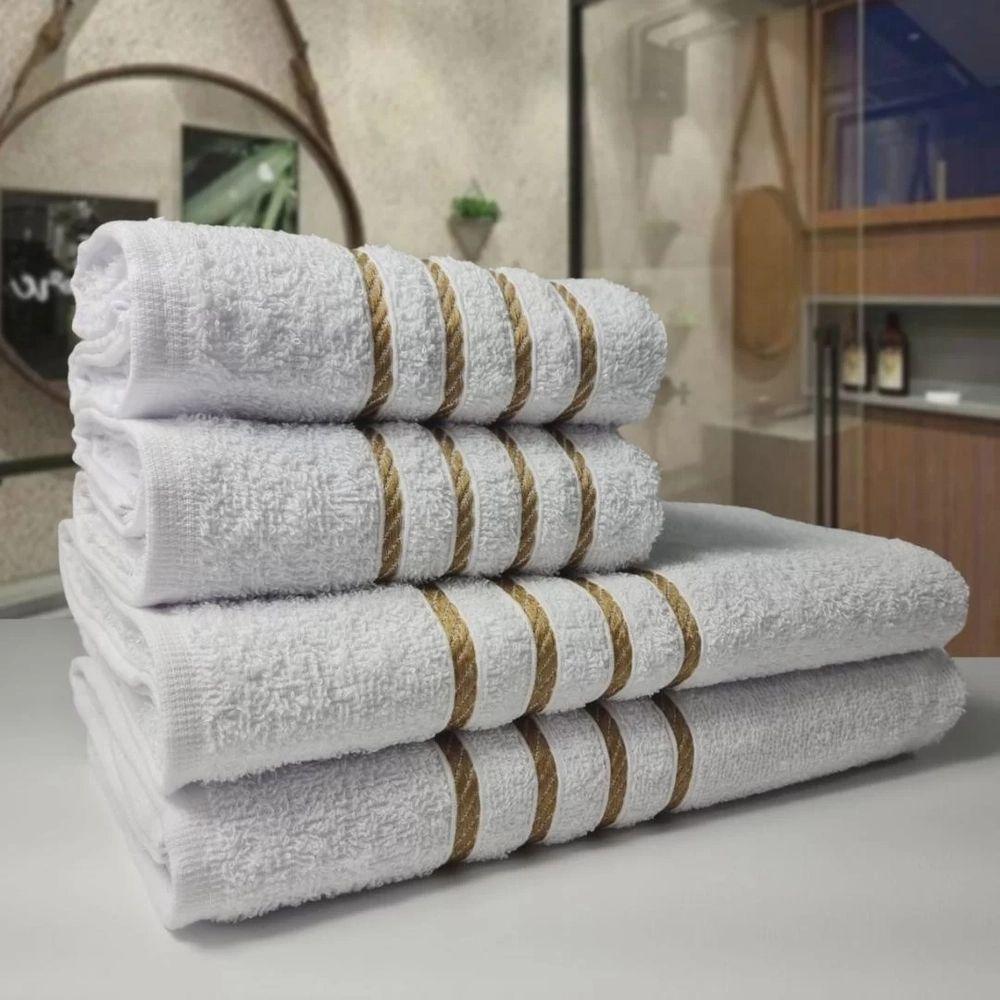 Kit 4 Toalhas 2 Banho 2 Rosto Montreal 100% Algodão Branco - 2