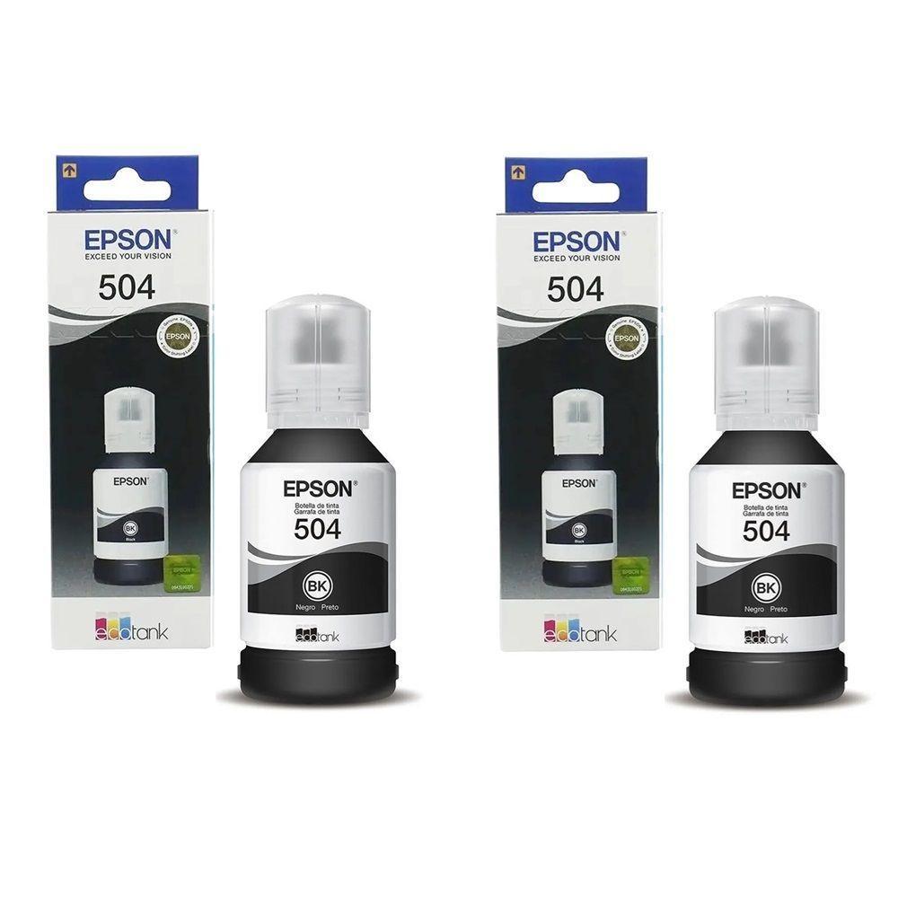 Kit 2 Refil Preto Tinta T504 504 Epson Original L4150, L4160, L6161 - 1
