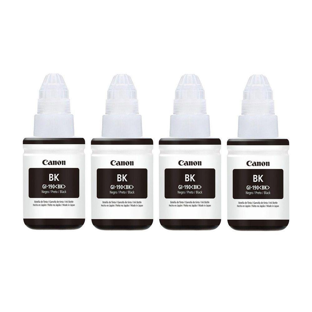 Kit 04 Refil Preto Tinta Original Canon G190 Gi190 Gi-190 G1100 G2100 G3100 G3102 - 1
