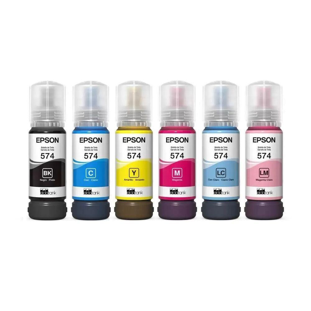 Kit 6 Cores Tinta Epson 574 T574 Original Para L8050 L18050 - 1